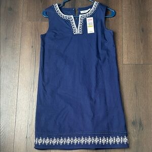 Vineyard Vines Navy Kids Dress with White Embroidery NWT